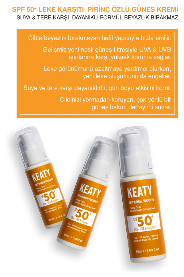 SPF 50+ Pirinç Özlü Leke Karşıtı Güneş Kremi